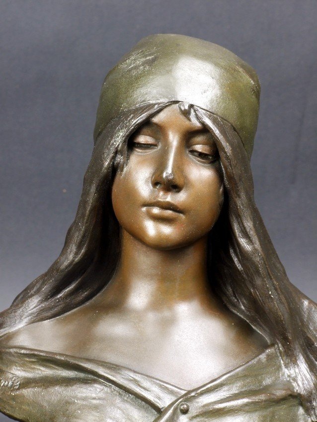 Beatrix, Emmanuel Villanis (1858-1914), Art Nouevau, Zinc, Circa 1900-photo-4