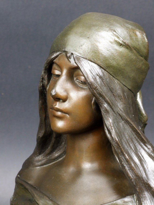 Beatrix, Emmanuel Villanis (1858-1914), Art Nouevau, Zinc, Circa 1900-photo-5