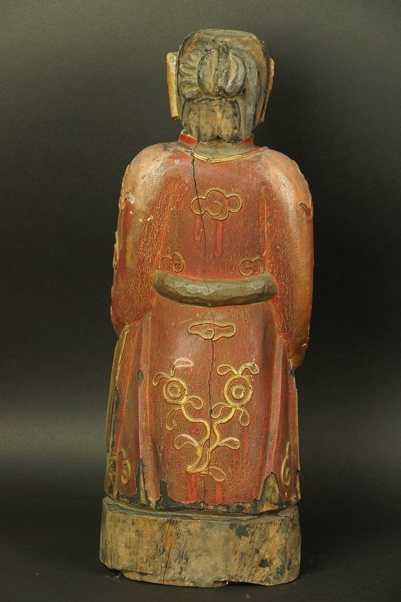 Bodhisattva, Polychrome Wood, China, 19th Century.-photo-3