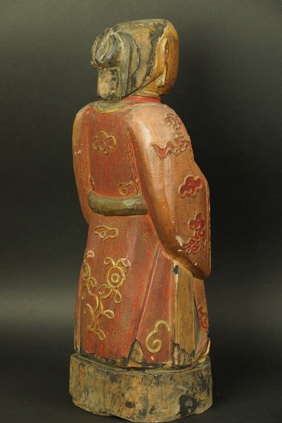 Bodhisattva, Polychrome Wood, China, 19th Century.-photo-4