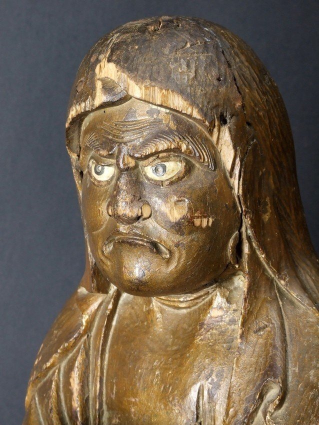 Bodhidharma, bois polychrome, Japon, XIXe siècle.-photo-4