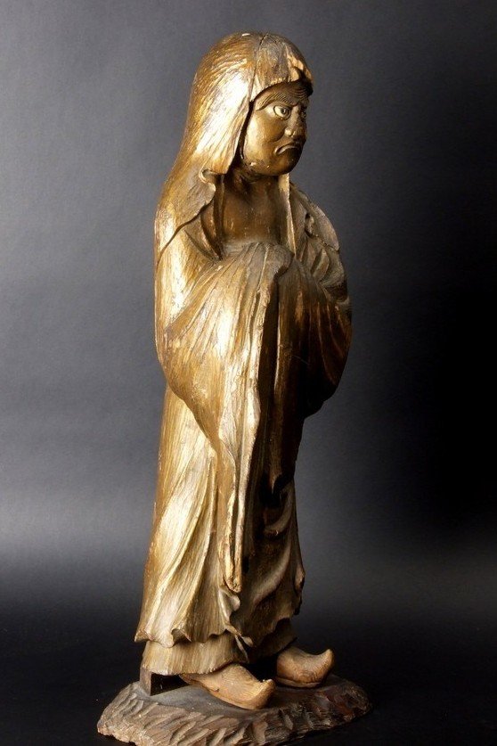Bodhidharma, bois polychrome, Japon, XIXe siècle.-photo-2