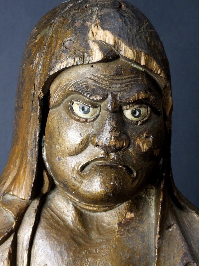 Bodhidharma, bois polychrome, Japon, XIXe siècle.-photo-5