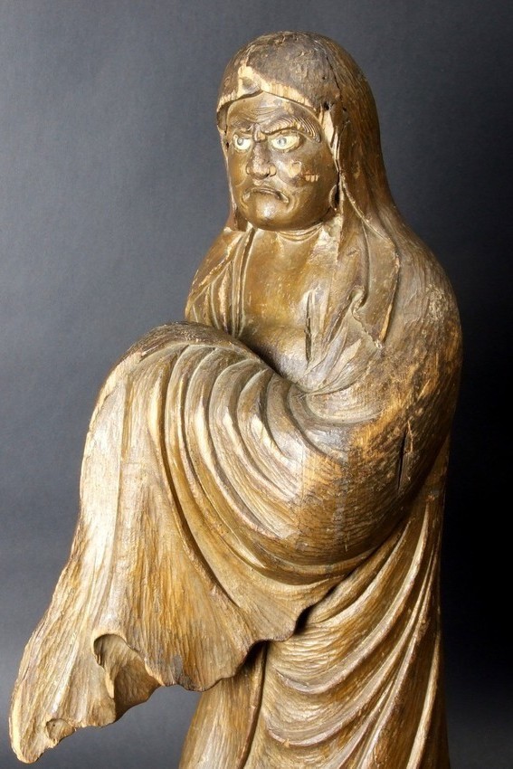 Bodhidharma, bois polychrome, Japon, XIXe siècle.