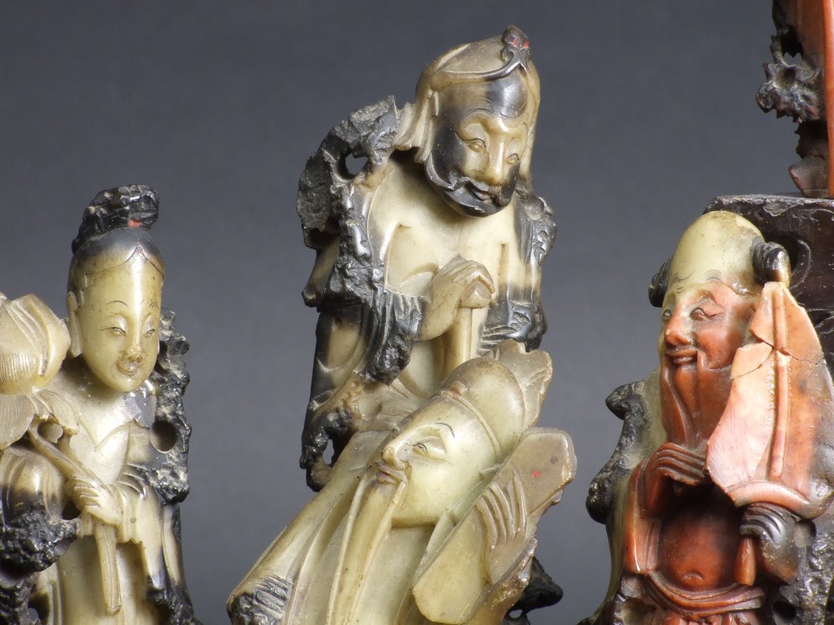 Immortels, stéatite, Chine, XIXe/XXe siècle.-photo-2