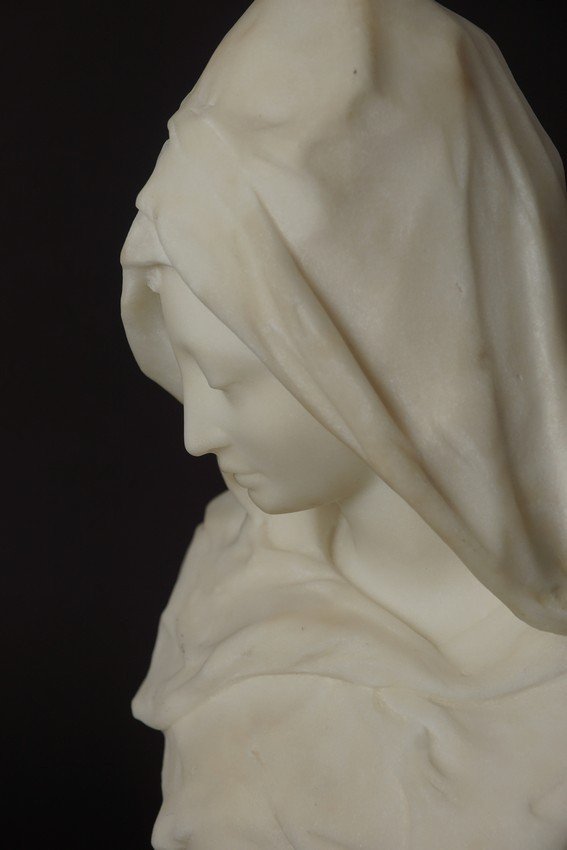 Young Girl In A Cape, Marble, C. Reymond, 1894.-photo-2