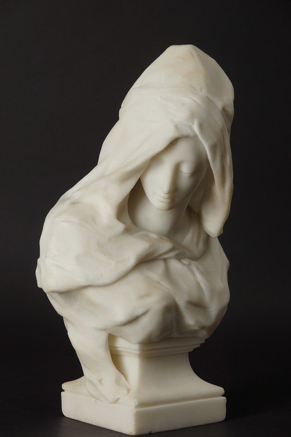 Young Girl In A Cape, Marble, C. Reymond, 1894.-photo-4