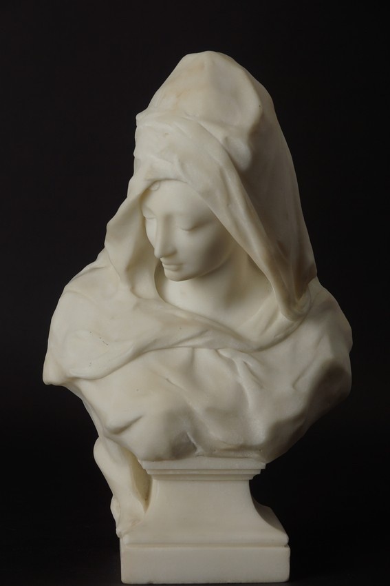Young Girl In A Cape, Marble, C. Reymond, 1894.
