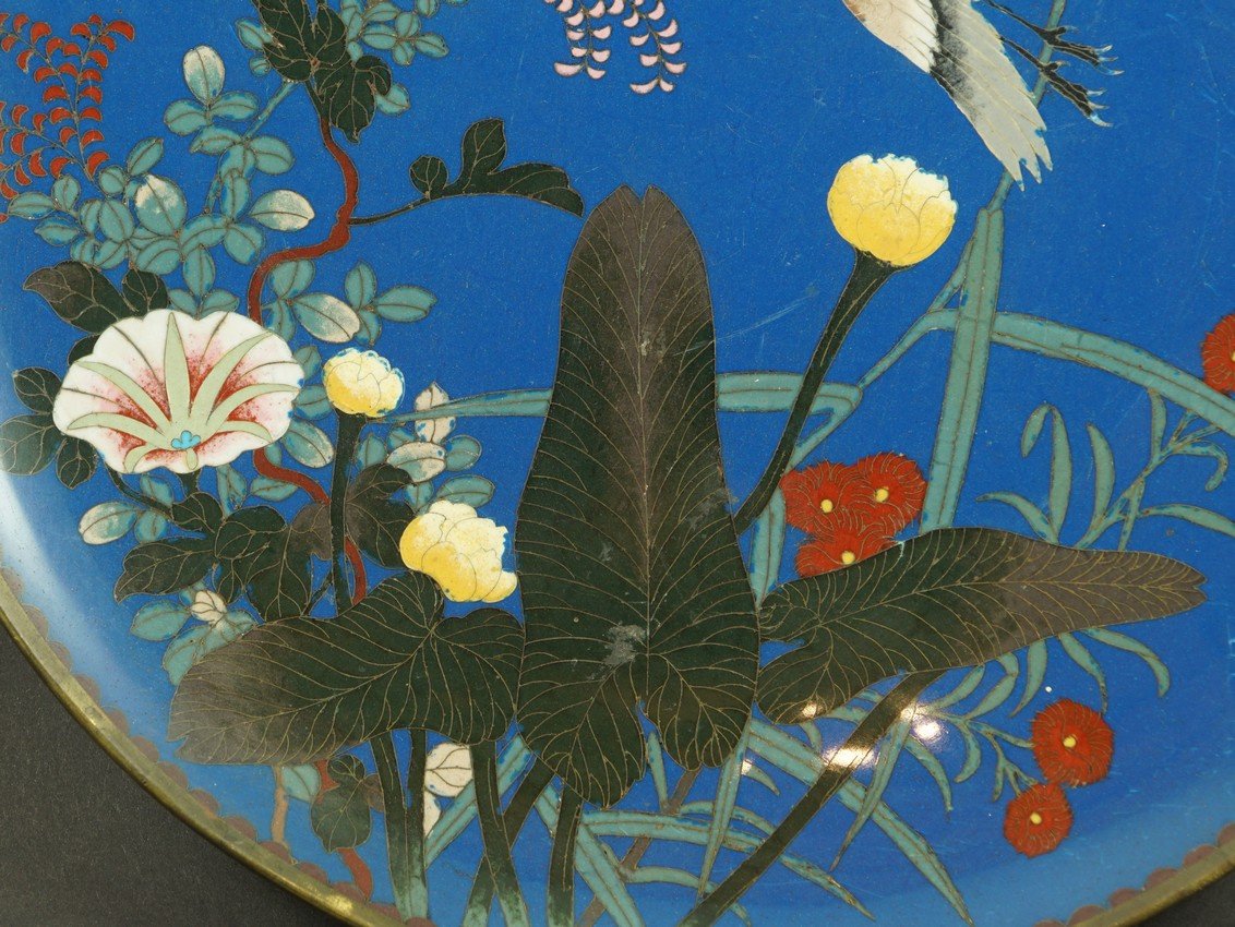 Tray With Bird, Cloisonné, Japan, Meiji Era (1868-1912)-photo-3