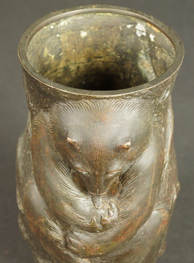 Vase With Bear, Bronze, Japan, Meiji Era (1868-1912)-photo-4