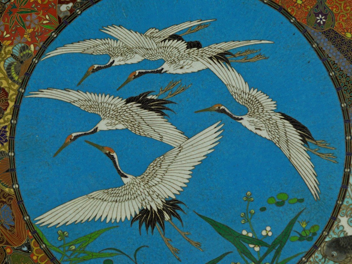 Tray With Cranes, Japan, Meiji Era (1868 - 1912).-photo-4