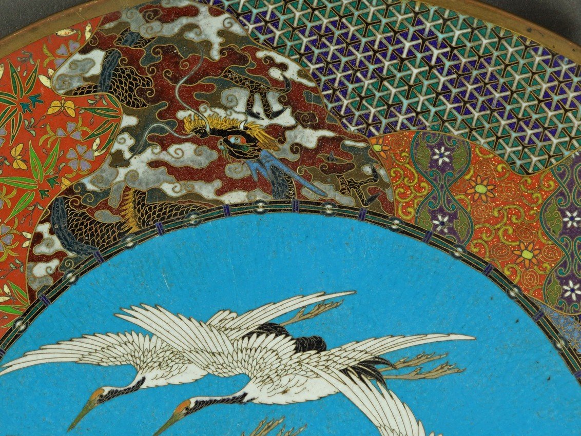 Tray With Cranes, Japan, Meiji Era (1868 - 1912).-photo-3