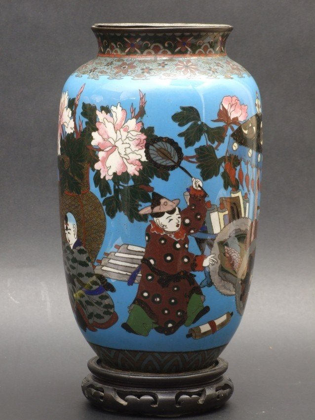 Cloisonné Vase With Genre Scene, Japan, Meiji Period (1868-1912)-photo-2