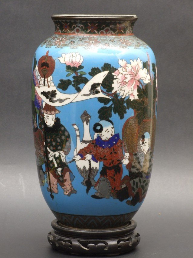 Cloisonné Vase With Genre Scene, Japan, Meiji Period (1868-1912)-photo-3