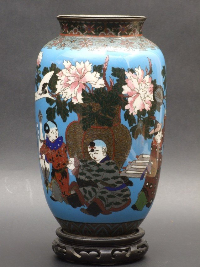 Cloisonné Vase With Genre Scene, Japan, Meiji Period (1868-1912)-photo-4