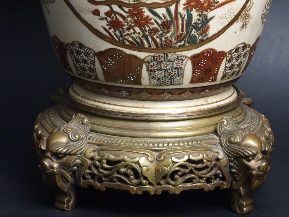  Socle de lampe, Satsuma, Japon, époque Meiji (1868 - 1912)-photo-2
