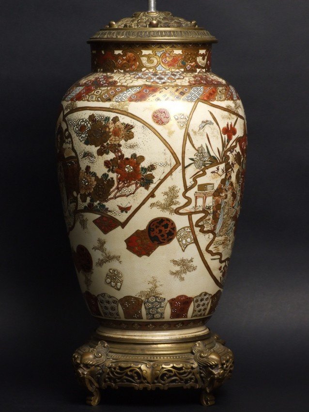  Socle de lampe, Satsuma, Japon, époque Meiji (1868 - 1912)-photo-3