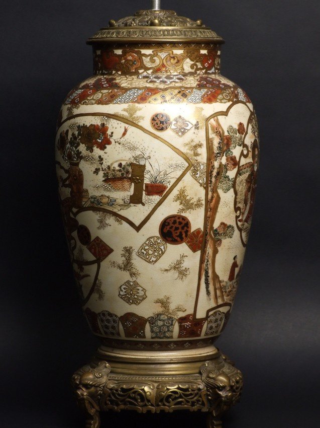  Socle de lampe, Satsuma, Japon, époque Meiji (1868 - 1912)-photo-5