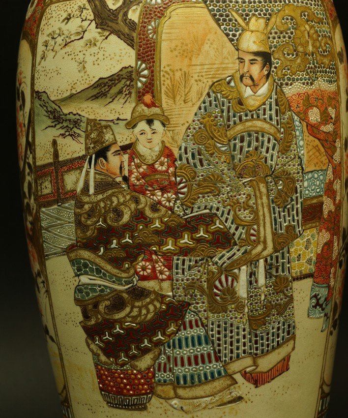 Paire de lampes, porcelaine, Satsuma, Japon, époque Meiji (1868 - 1912)-photo-4