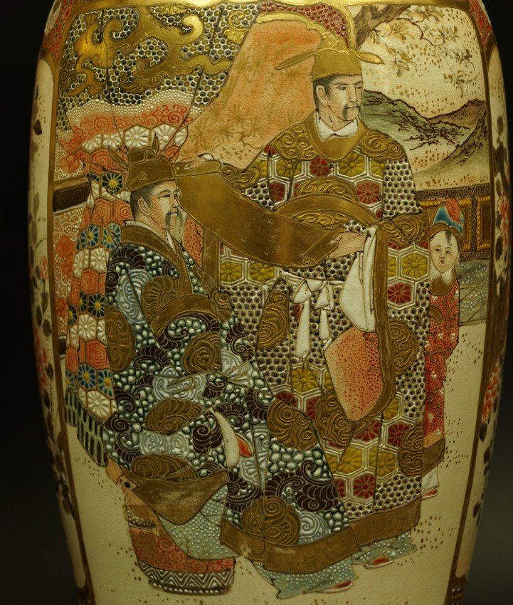 Paire de lampes, porcelaine, Satsuma, Japon, époque Meiji (1868 - 1912)-photo-5