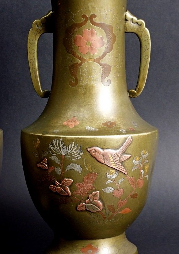 Paire de vases, bronze, Japon, époque Meiji (1868 - 1912)-photo-2