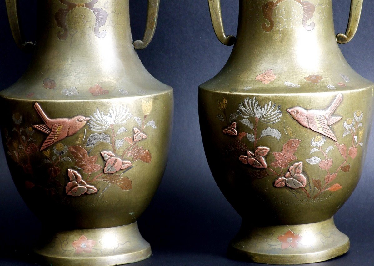 Paire de vases, bronze, Japon, époque Meiji (1868 - 1912)-photo-4