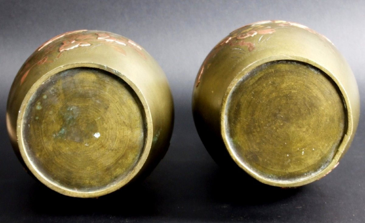 Paire de vases, bronze, Japon, époque Meiji (1868 - 1912)-photo-1