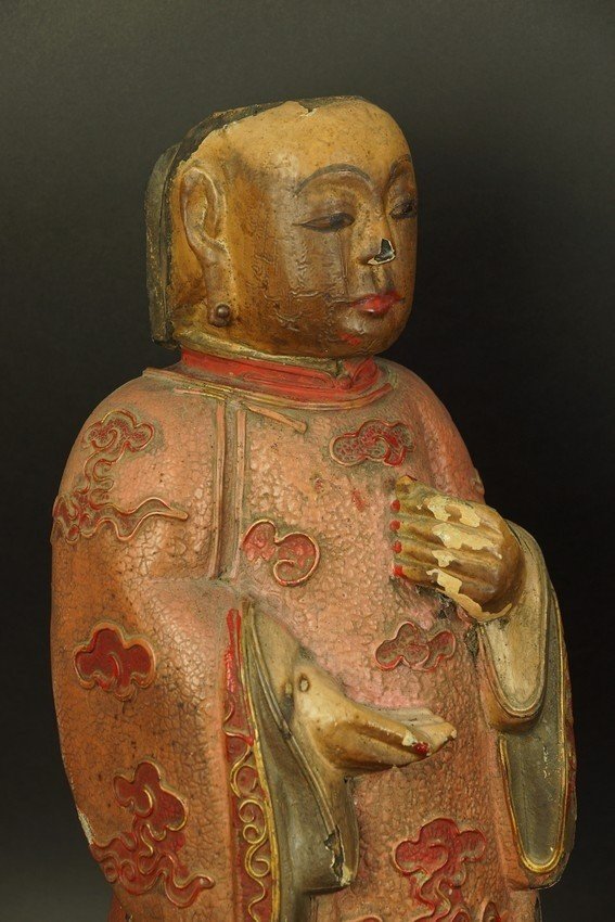 Bodhisattva, Polychrome Wood, China, Qing Dynasty, 19th Century.-photo-2