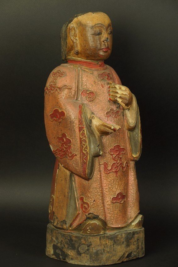 Bodhisattva, Polychrome Wood, China, Qing Dynasty, 19th Century.-photo-4