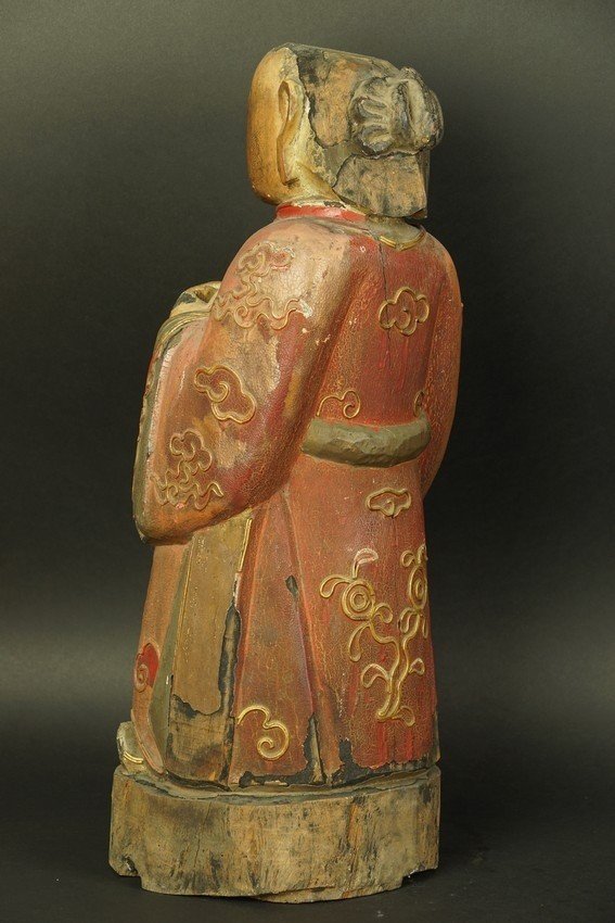 Bodhisattva, Polychrome Wood, China, Qing Dynasty, 19th Century.-photo-3