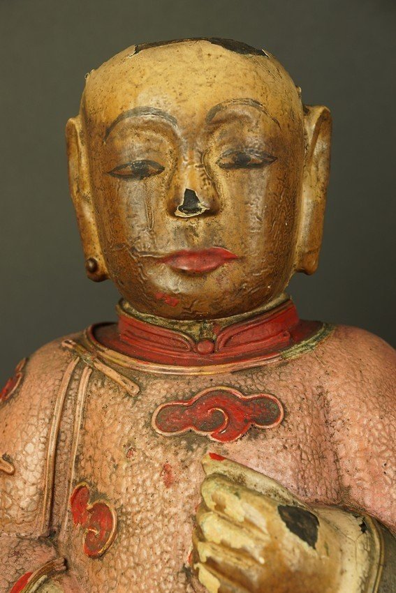 Bodhisattva, Polychrome Wood, China, Qing Dynasty, 19th Century.-photo-7
