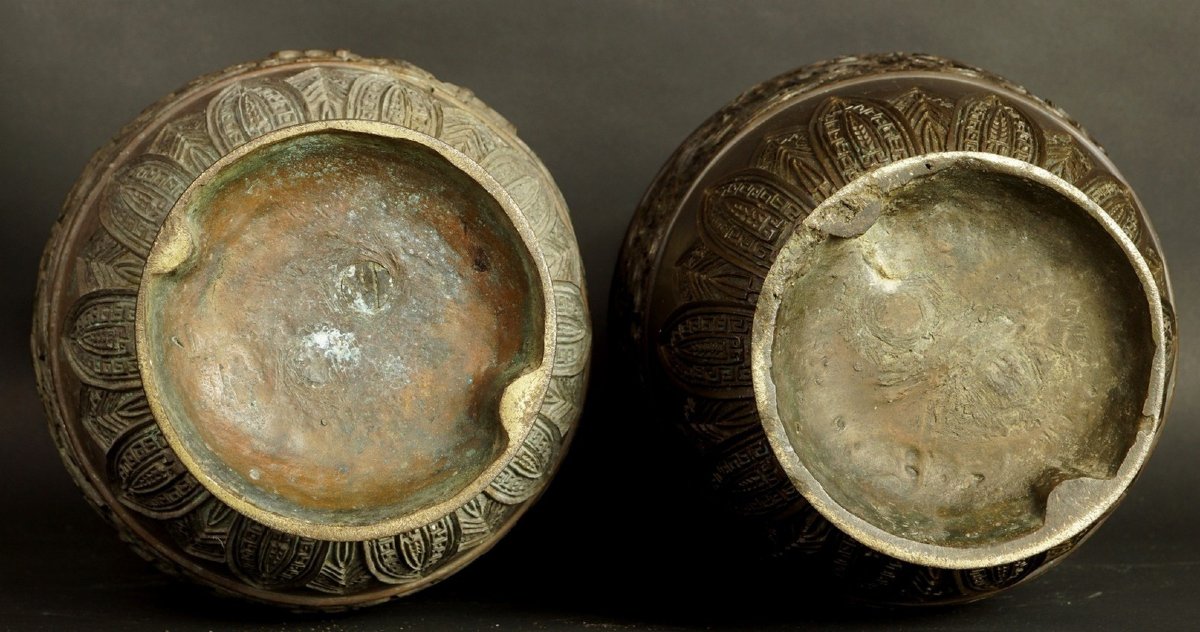 Paire de vases géants, bronze, Chine, dynastie Qing, XVIIe/XVIIIe siècle.-photo-1