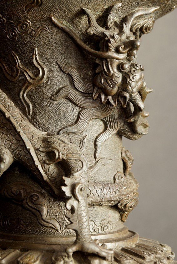 Paire de vases géants, bronze, Chine, dynastie Qing, XVIIe/XVIIIe siècle.-photo-5