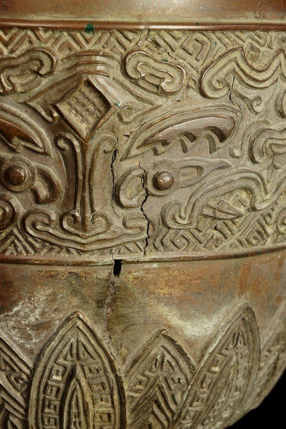 Paire de vases géants, bronze, Chine, dynastie Qing, XVIIe/XVIIIe siècle.-photo-7