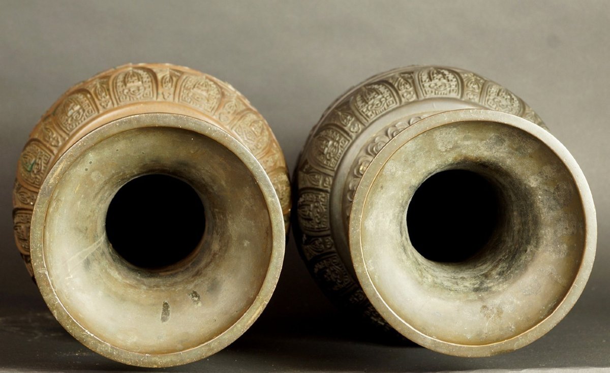 Paire de vases géants, bronze, Chine, dynastie Qing, XVIIe/XVIIIe siècle.-photo-8