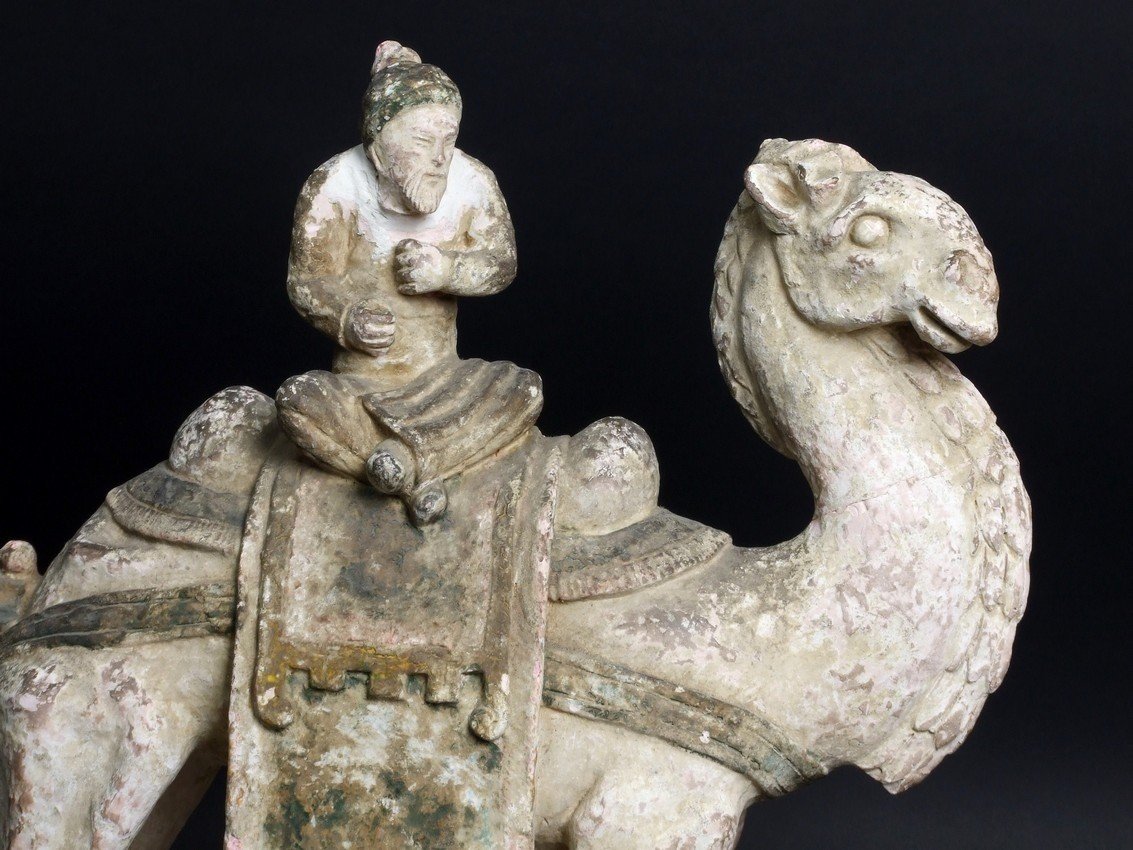 Camel And Guide, 600-900 Ad, Terracotta, China, Tang Dynasty-photo-3