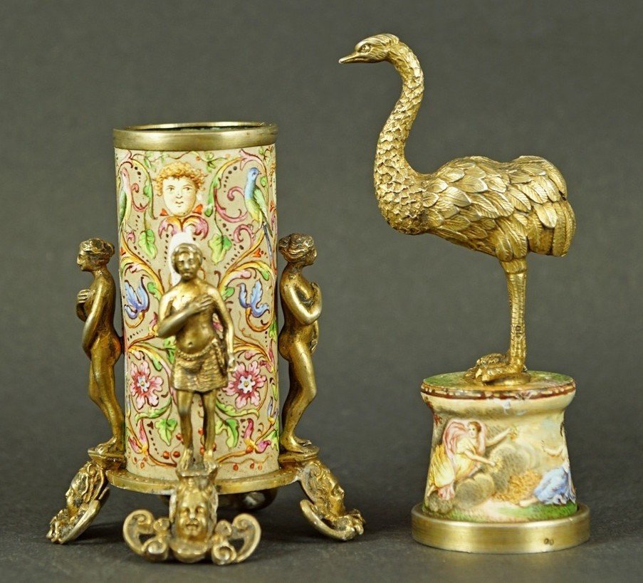 Petit pot à cure-dents, argent et émail, Vienne, seconde moitié du XIXe siècle, vers 1870-photo-3