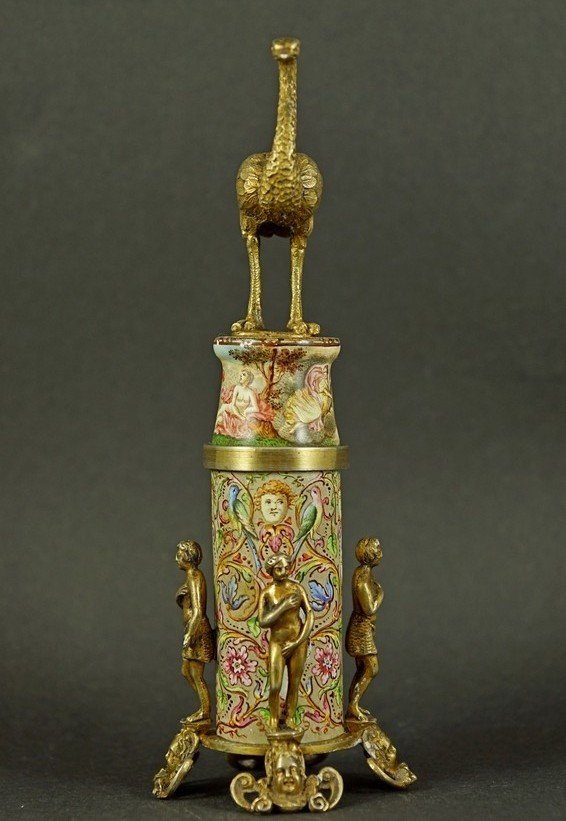 Petit pot à cure-dents, argent et émail, Vienne, seconde moitié du XIXe siècle, vers 1870-photo-2