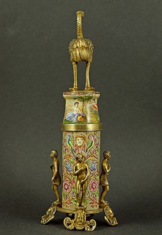 Petit pot à cure-dents, argent et émail, Vienne, seconde moitié du XIXe siècle, vers 1870-photo-4