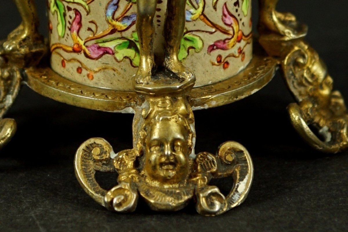 Petit pot à cure-dents, argent et émail, Vienne, seconde moitié du XIXe siècle, vers 1870-photo-6