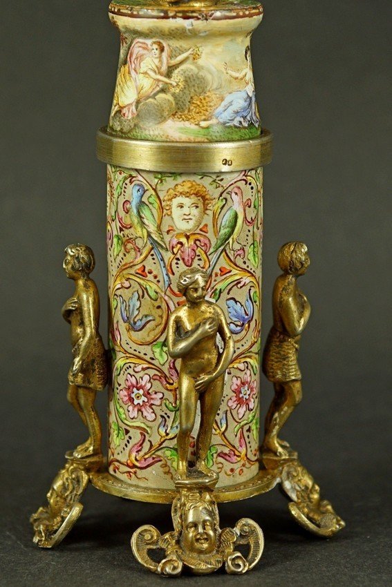 Petit pot à cure-dents, argent et émail, Vienne, seconde moitié du XIXe siècle, vers 1870-photo-8