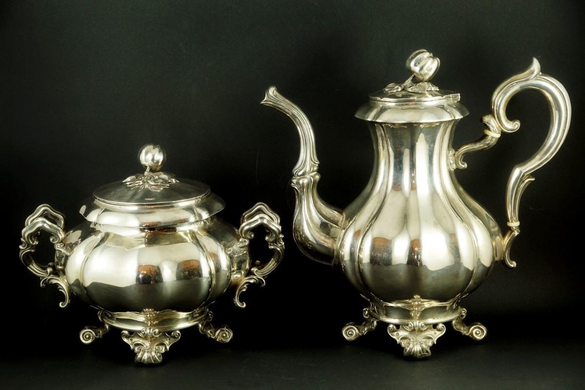 Jug With Sugar Bowl, Silver, Alphonse Debain, France, 1911-1916