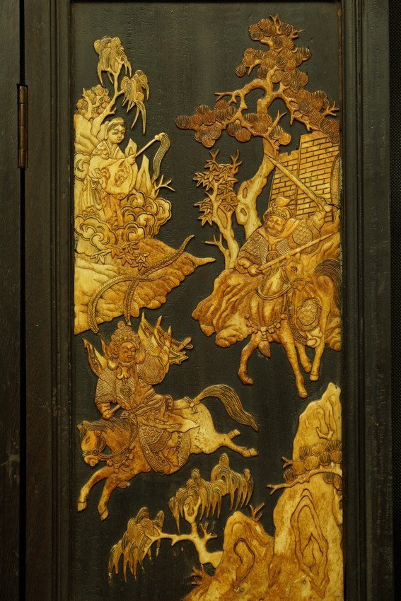 Screen Depicting A Battle Scene, China, Qing Dynasty, 19th Century-photo-2