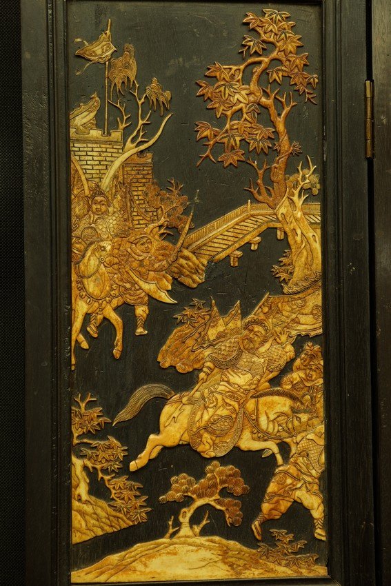 Screen Depicting A Battle Scene, China, Qing Dynasty, 19th Century-photo-2