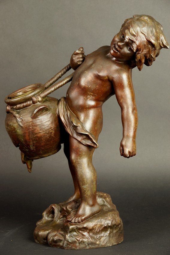  Porteur d'eau, Auguste Moreau, métal,    XIXe /XXe siècle -photo-3