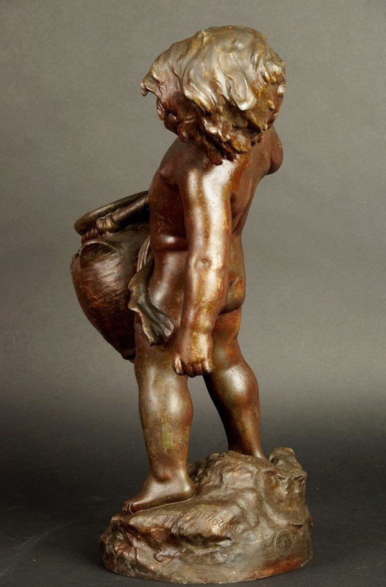  Porteur d'eau, Auguste Moreau, métal,    XIXe /XXe siècle -photo-2