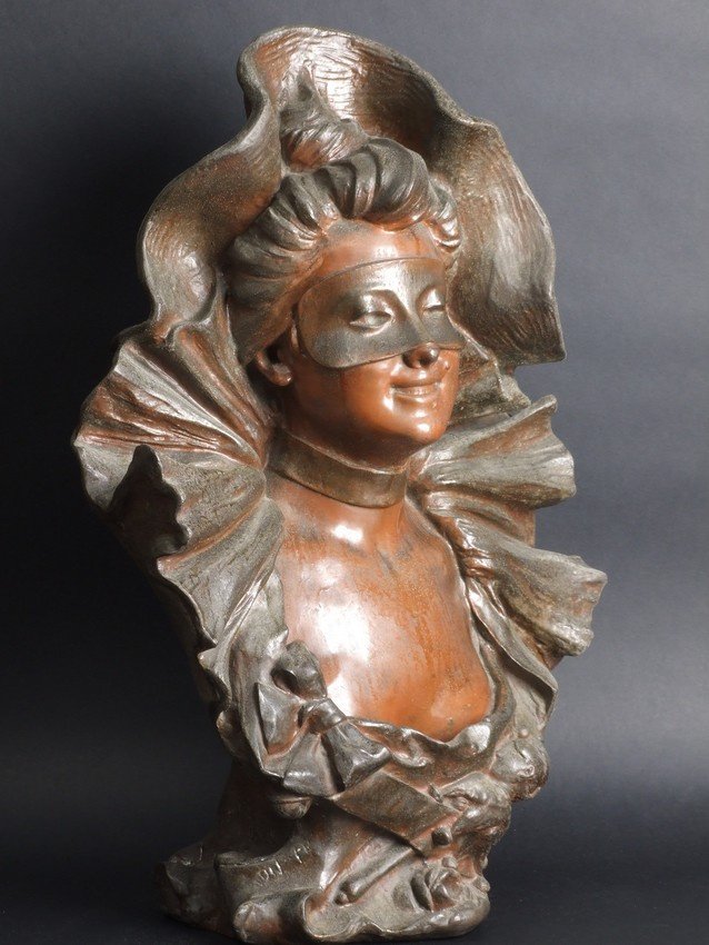 Femme au masque, François Piquemal, métal, France, XIXe/XXe siècle-photo-3