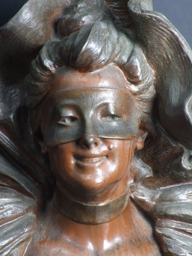 Femme au masque, François Piquemal, métal, France, XIXe/XXe siècle-photo-2