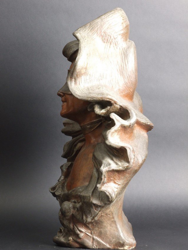 Femme au masque, François Piquemal, métal, France, XIXe/XXe siècle-photo-7