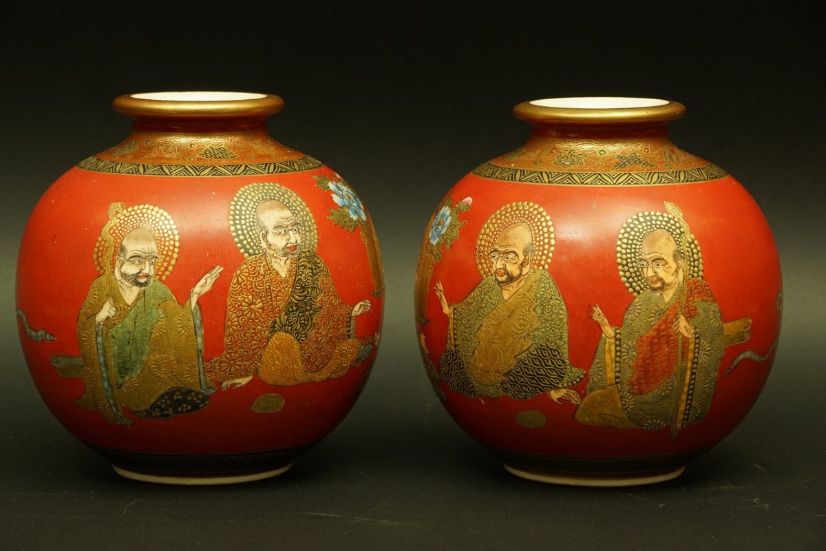 Paire de vases japonais, Satsuma, Japon, époque Meiji (1868-1912)-photo-2